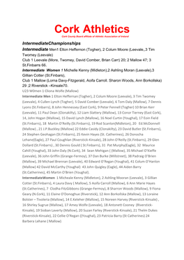 Intermediate Cross Country Results