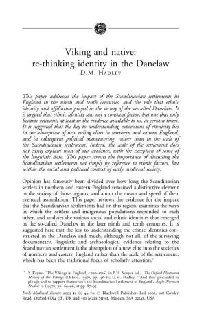 Viking and Native: Rethinking Identity in the Danelaw