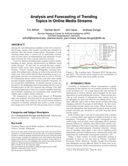 Analysis and Forecasting of Trending Topics in Online Media Streams