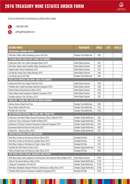 2016 Treasury Wine Estates Order Form