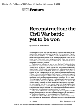 Reconstruction: the Civil War Battle Yet to Be