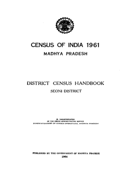 District Census Handbook, Seoni