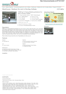 Warehouse / Godown for Rent in Dunlop, Kolkata (P72414037)