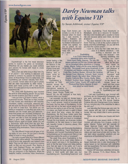 Darley Newman Talks with Equine VIP by Susan Ashbrook, Owner Equine VIP