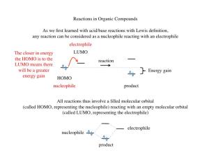 Reactions in Organic Compounds HOMO LUMO Reaction Energy Gain