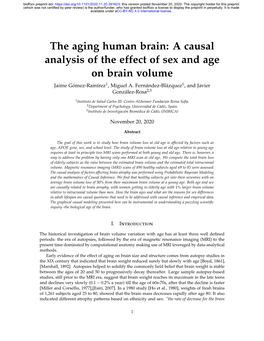 The Aging Human Brain: a Causal Analysis of the Effect of Sex and Age on Brain Volume Jaime Gómez-Ramírez1, Miguel A