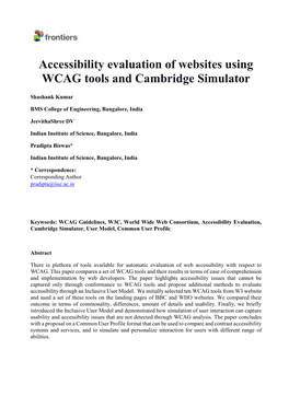 Accessibility Evaluation of Websites Using WCAG Tools and Cambridge Simulator