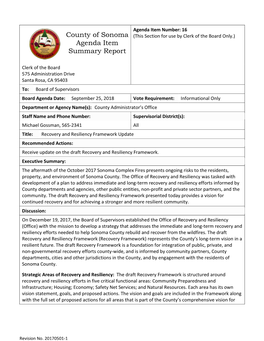 County of Sonoma Agenda Item Summary Report