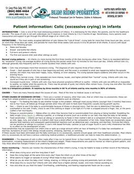 Colic (Excessive Crying) in Infants