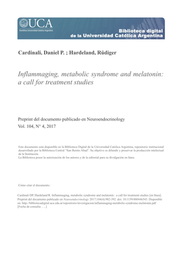 Inflammaging, Metabolic Syndrome and Melatonin: a Call for Treatment Studies