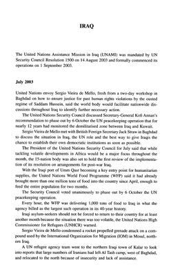 IRAQ the United Nations Assistance Mission in Iraq