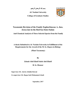 ﺑﺳم هللا اﻟرﺣﻣن اﻟرﺣﯾم Taxonomic Revision of the Family Euphorbiaceae A