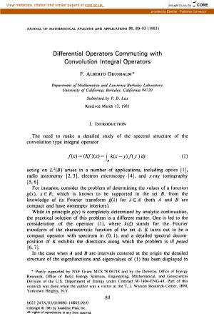 Differential Operators Commuting with Convolution Integral Operators