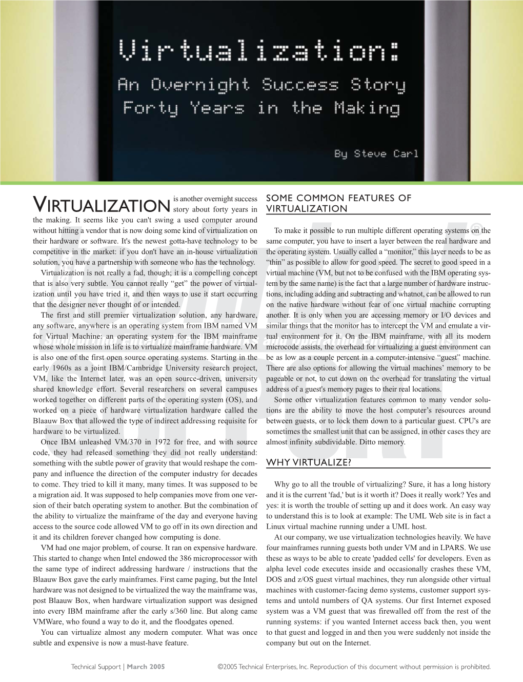 VIRTUALIZATION Story About Forty Years in VIRTUALIZATION the Making