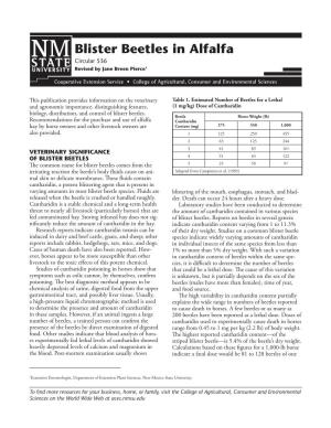 Blister Beetles in Alfalfa Circular 536 Revised by Jane Breen Pierce1