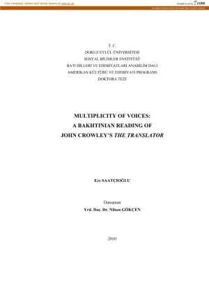 Multiplicity of Voices: a Bakhtinian Reading of John Crowley’S the Translator