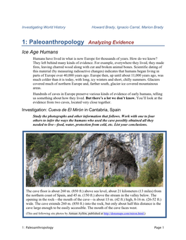1: Paleoanthropology Analyzing Evidence Ice Age Humans Humans Have Lived in What Is Now Europe for Thousands of Years