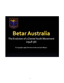 Betar Australia – the Evolution of a Zionist Youth Movement
