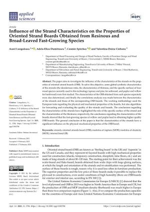 Influence of the Strand Characteristics on the Properties of Oriented Strand
