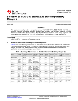 Bq241xx/Bq246xx Selection of Multi-Cell Standalone Switching