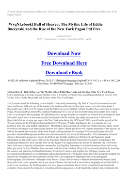 The Mythic Life of Eddie Buczynski and the Rise of the New York Pagan Online