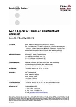Ivan I. Leonidov – Russian Constructivist Architect