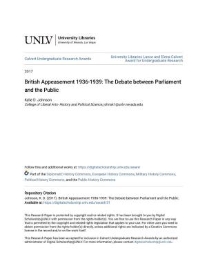 British Appeasement 1936-1939: the Debate Between Parliament and the Public