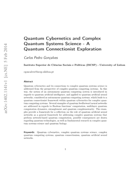 Quantum Cybernetics and Complex Quantum Systems Science-A