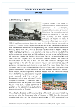 ZAGREB a Brief History of Zagreb