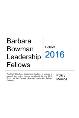 Barbara Bowman Leadership Fellows Program