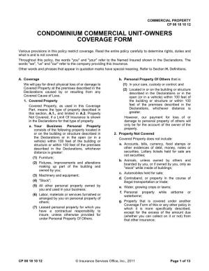 Condominium Commercial Unit-Owners Coverage Form