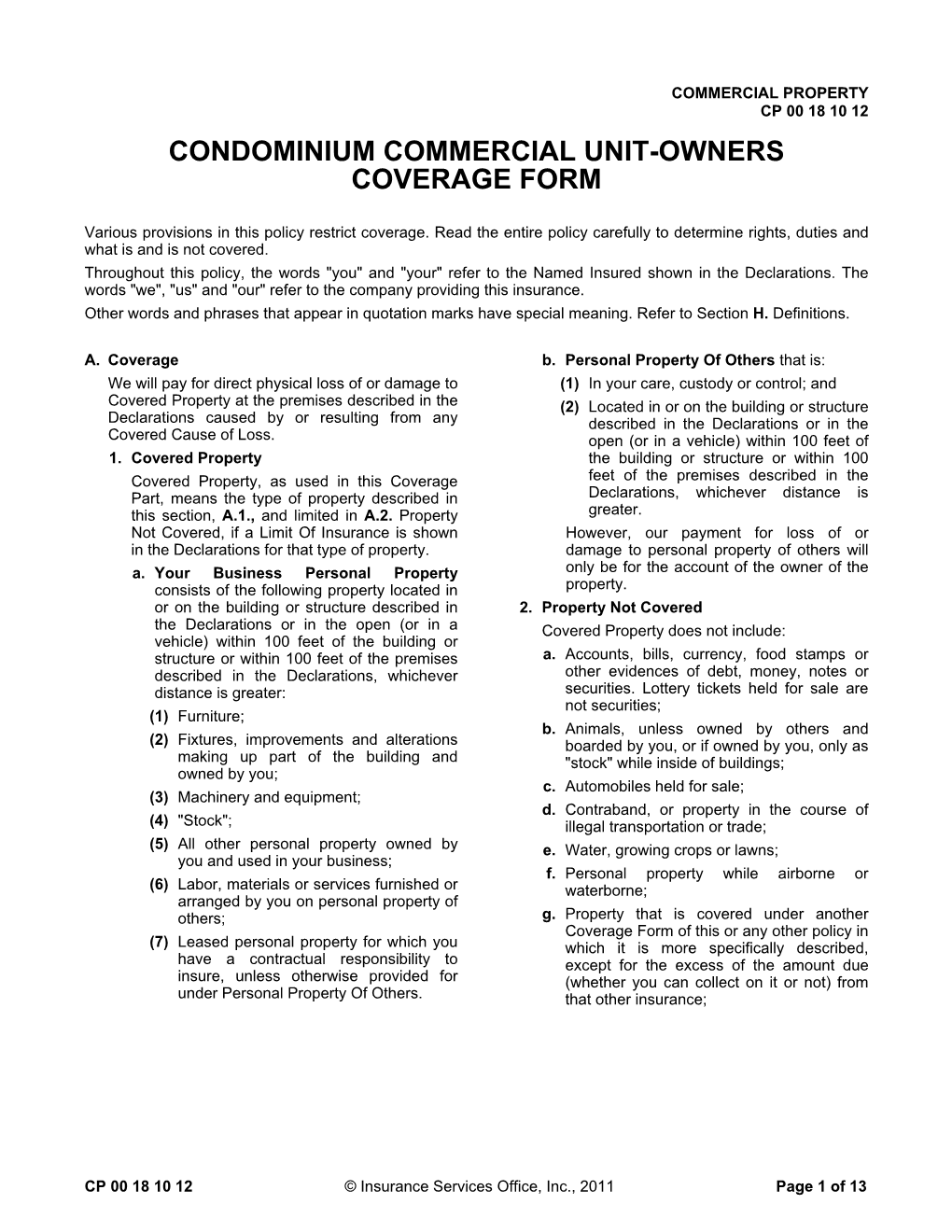 condominium-commercial-unit-owners-coverage-form-docslib