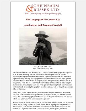 The Language of the Camera Eye Ansel Adams and Beaumont Newhall
