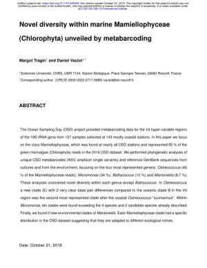 Chlorophyta) Unveiled by Metabarcoding
