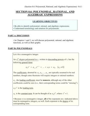 Polynomial, Rational, and Algebraic Expressions) 0.6.1
