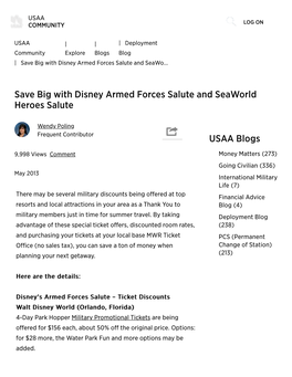 Save Big with Disney Armed Forces Salute and Seawo