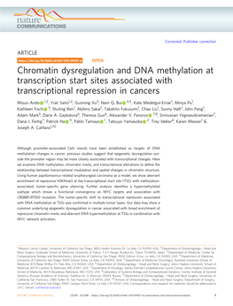 Chromatin Dysregulation and DNA Methylation at Transcription Start Sites Associated with Transcriptional Repression in Cancers