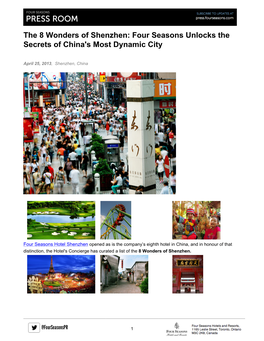The 8 Wonders of Shenzhen: Four Seasons Unlocks the Secrets of China's Most Dynamic City