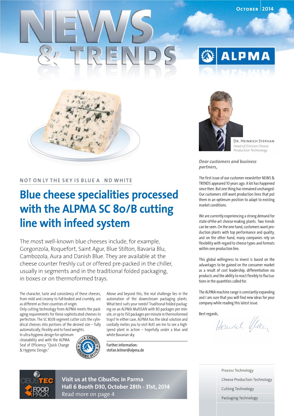 Blue Cheese Specialities Processed with the ALPMA SC 80/B Cutting Line with Infeed System