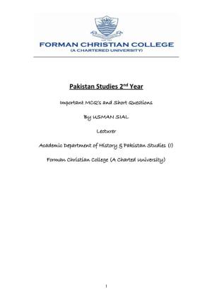 Pakistan Studies 2Nd Year