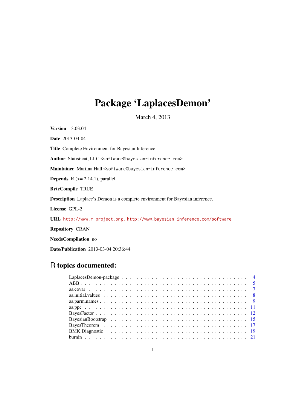 Package 'Laplacesdemon'