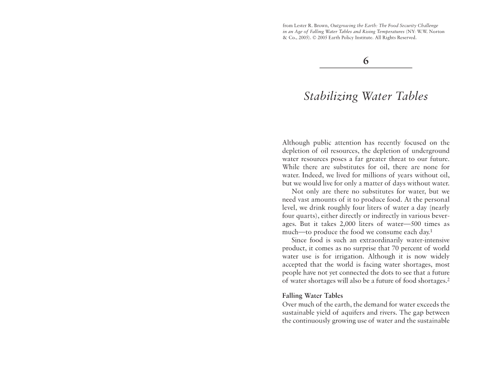 Stabilizing Water Tables