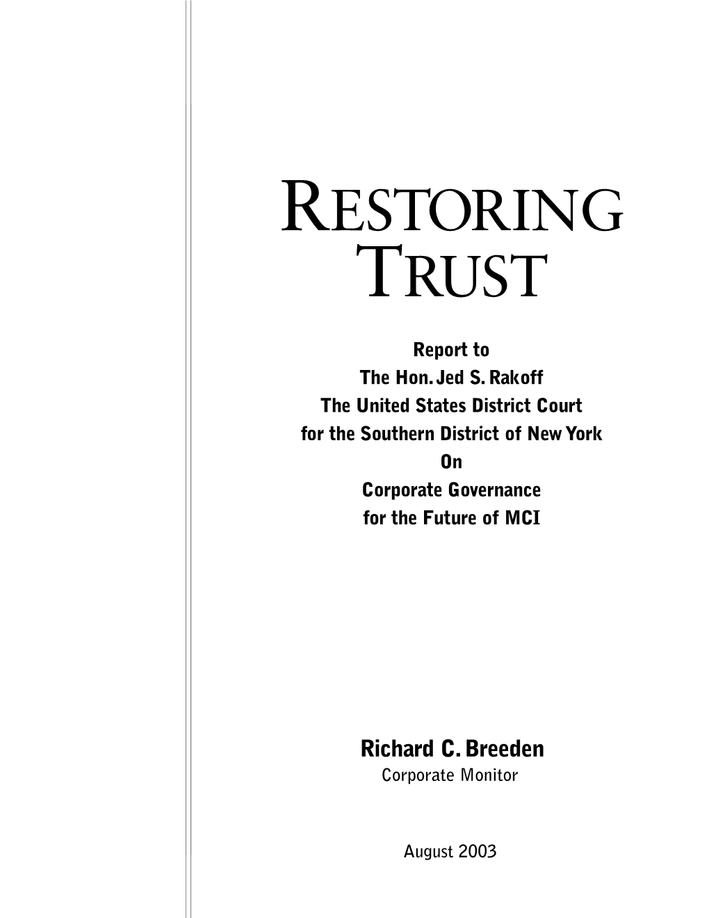 Restoring Trust