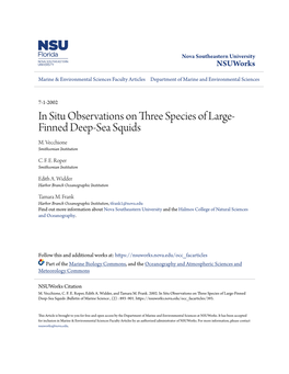 In Situ Observations on Three Species of Large-Finned Deep-Sea Squids .Bulletin of Marine Science , (2) : 893 -901
