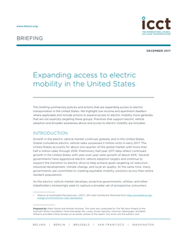 Expanding Access to Electric Mobility in the United States