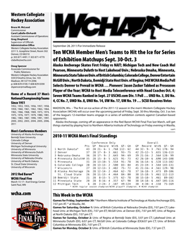 Ten WCHA Member Men's Teams to Hit the Ice for Series of Exhibition