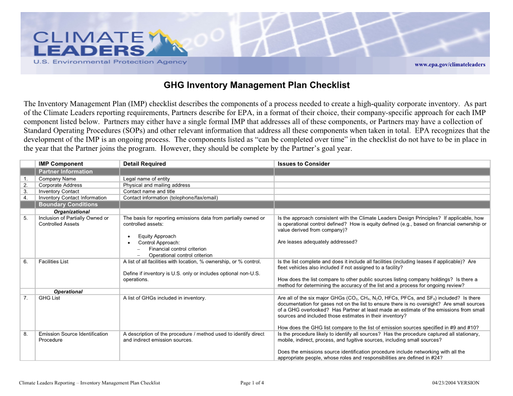 Climate Leaders GHG Inventory Protocol and Goal Setting Workshop