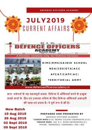Current Affairs July 2019