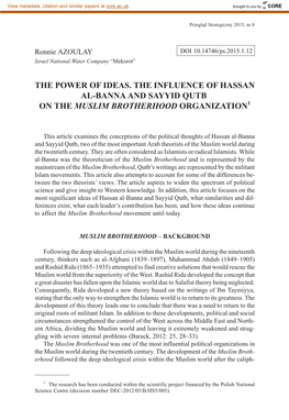 The Power of Ideas. the Influence of Hassan Al-Banna and Sayyid Qutb on the Muslim Brotherhood Organization1