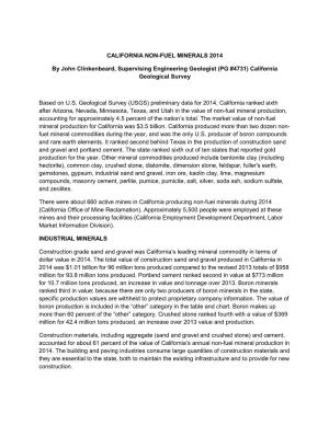 2014 California Non-Fuel Mineral Production